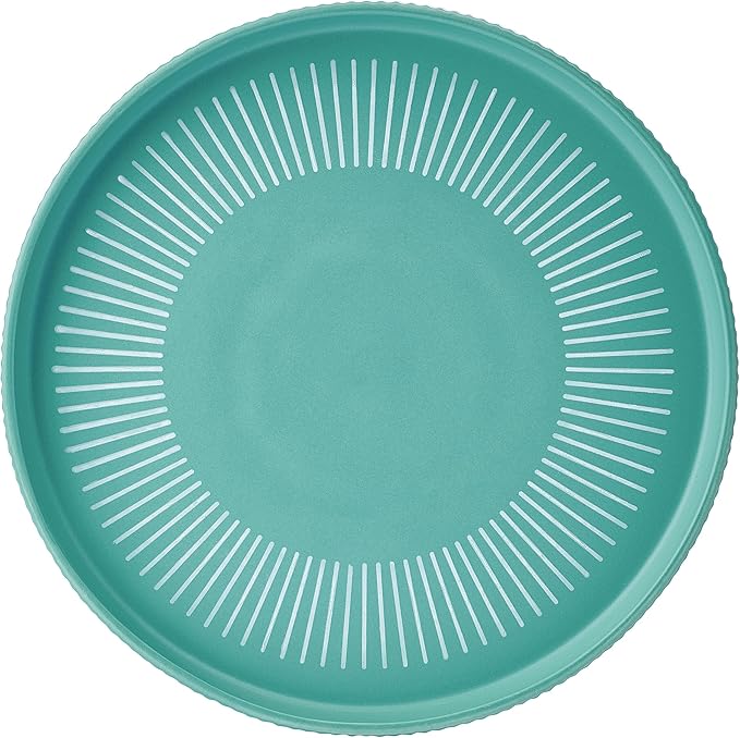 Darbie Angell Mod Teal 12 Piece Durable Stoneware Dinnerware Set Service for 4 Plate and Bowl Set with High Rims Modern Tableware