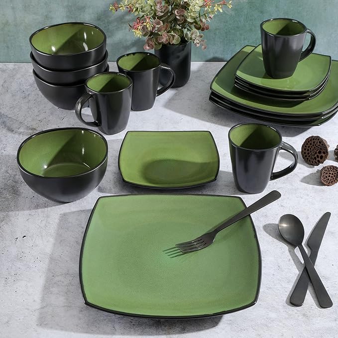 Gibson Elite Soho Lounge 16 Piece Dinnerware Set Green