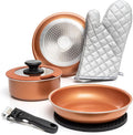 Moss &amp Stone Copper Pots And Pans Set Nonstick Removable Handle Cookware Stackable Pots And Pans Set Dishwasher safe Induction Pots And Pans Camping Cookware Set Aluminum (7 Pcs)