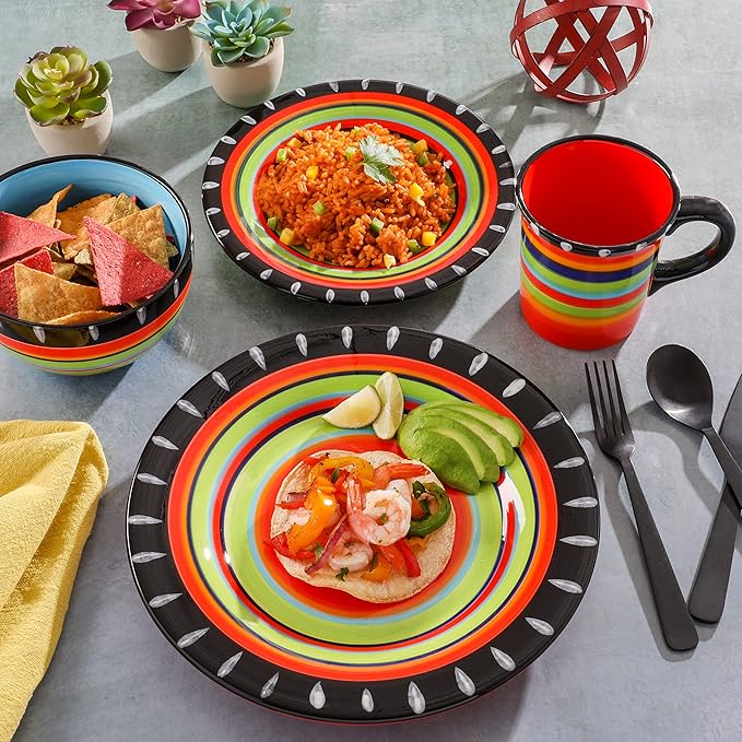 Gibson Elite Feliz Mesa 16-Piece Hand Painted Dinnerware Set Service for 4 (16pc)