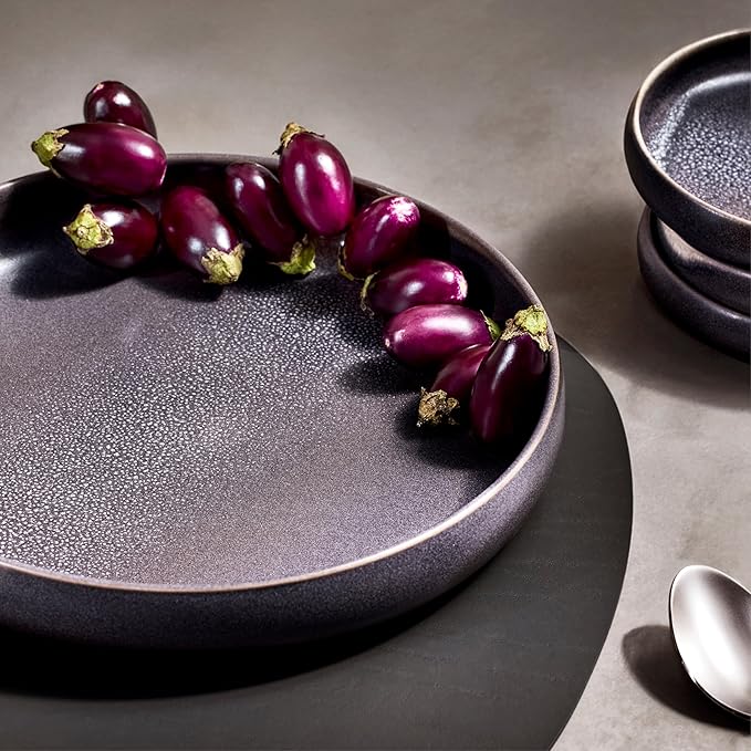 Eater x Zwiesel Fortessa Foss Stoneware 12 Piece Dinnerware Set (Service for 4) Volcanic Gray