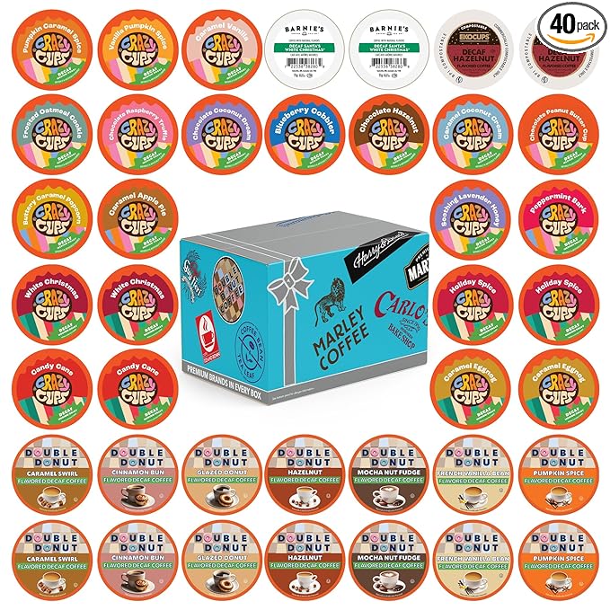 Flavored Decaf Coffee Pods Variety Pack Great Mix of Decaffeinated Coffee Pods Compatible with all Keurig K Cups Brewers 40 Count Bulk Pack