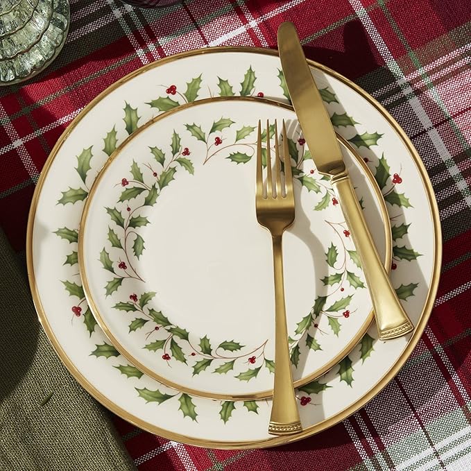 Lenox 893172 Holiday 12-Piece Plate and Bowl Set Christmas Dinnerware Hosting