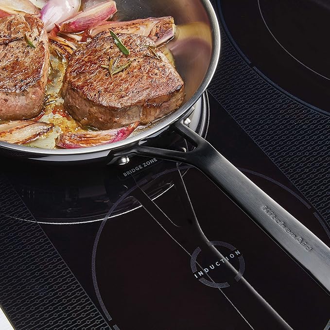 KitchenAid 30051 5-Ply Clad Polished Stainless Steel Frying Pan Set/Skillets 8.25 Inch and 10 Inch - Polished Stainless Steel