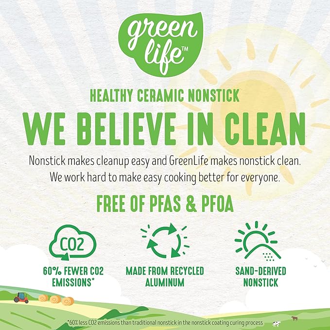 GreenLife Sandstone Healthy Ceramic Nonstick 15 Piece Kitchen Cookware Pots and Frying Sauce Pans Set PFAS- Free Dishwasher Safe Blue