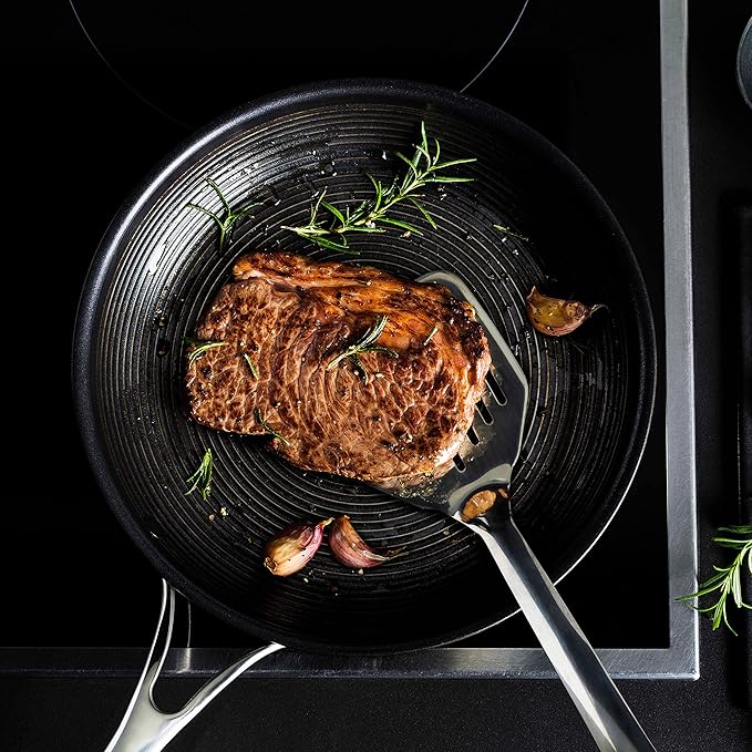 Circulon Clad Stainless Steel Frying Pans/Skillet Set with Hybrid SteelShield and Nonstick Technology 10 Inch and 8.5 Inch Silver