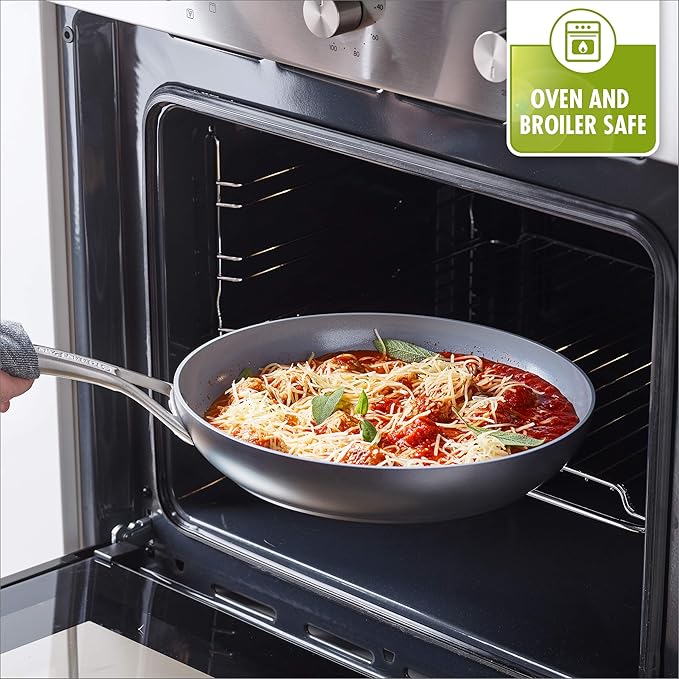 GreenPan Paris Pro Hard Anodized Healthy Ceramic Nonstick 14 Piece Cookware Pots and Pans Set with Stainless Steel Lids PFAS-Free Dishwasher Safe Grey