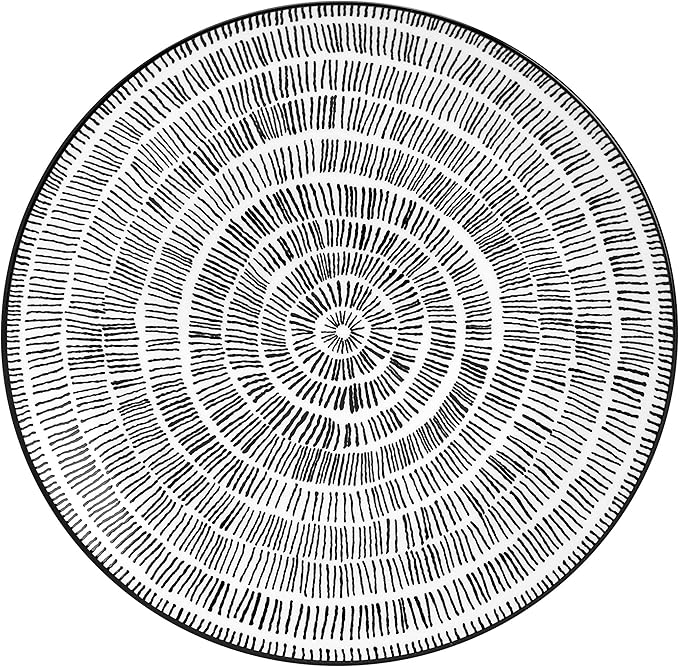 Pfaltzgraff Sketch Serenade Geometric 12 Piece Plates Bowls Dinnerware Set Black and White