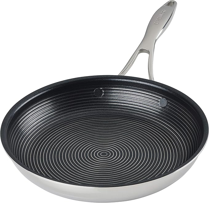 Circulon Clad Stainless Steel Frying Pans/Skillet Set with Hybrid SteelShield and Nonstick Technology 10 Inch and 8.5 Inch Silver