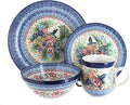 Blue Rose Polish Pottery - Red Hummingbird 4 PC Place Setting - Service for 1-1 Place Setting - Great for Everyday Dining Casual Dining or as Formal Dinnerware