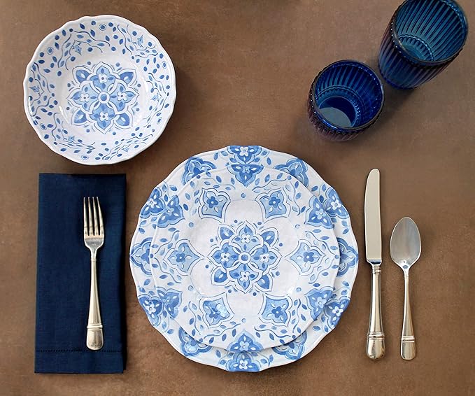Le Cadeaux 12 Piece Luxury Melamine Dinnerware Set Service for 4 (12PCMRCB)