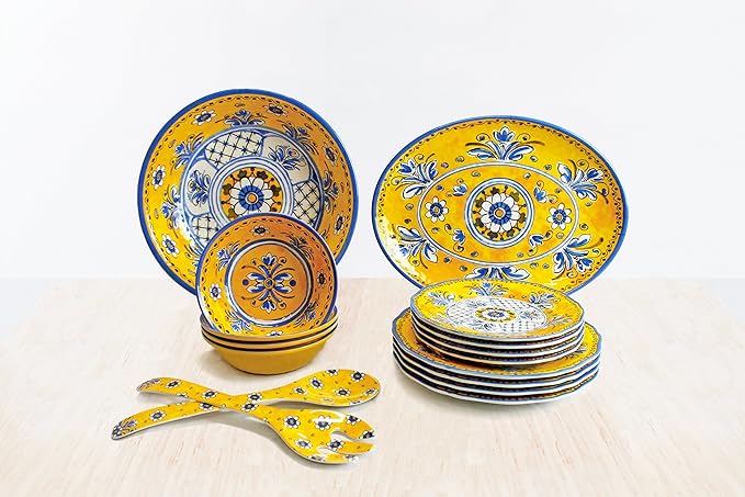 Le Cadeaux Luxury 16 Piece Melamine Dinnerware Set Service for 4 (Benidorm)