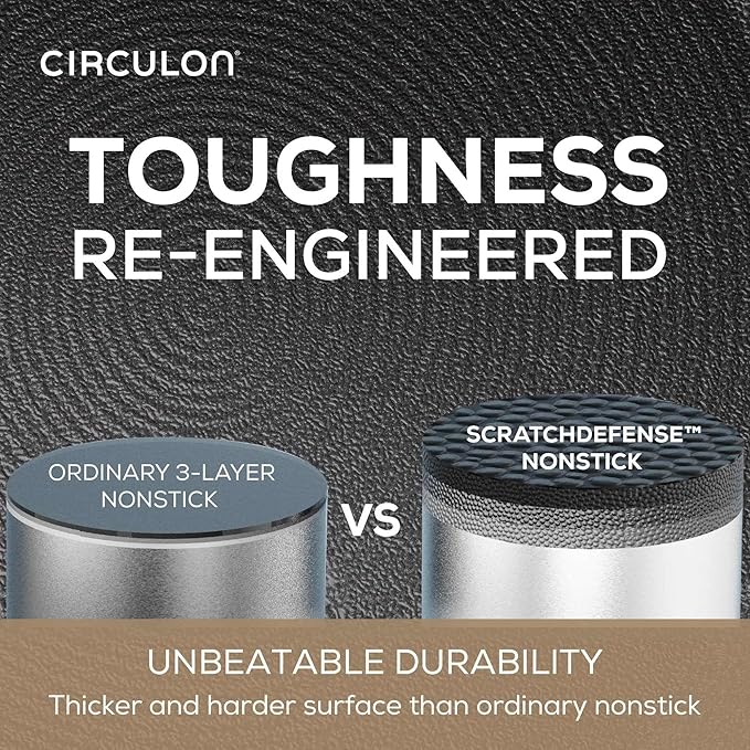 Circulon A1 Series with ScratchDefense Technology Nonstick Induction Pots and Pans Metal Utensil Safe Includes Splatter Guard Slotted Turner and Silicone Trivets 10 Piece Cookware Set - Champagne
