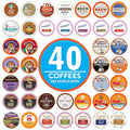 Crazy Cups Coffee Pods Variety Pack Sampler from Top Brands Assorted Single Serve for Keurig K Cups Coffee Makers 40 Unique Cups