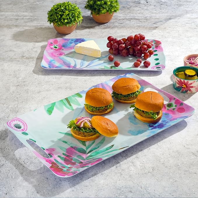 Spice by Tia Mowry Cinnamon Twist 2 Piece Decorated Melamine Serving Trays