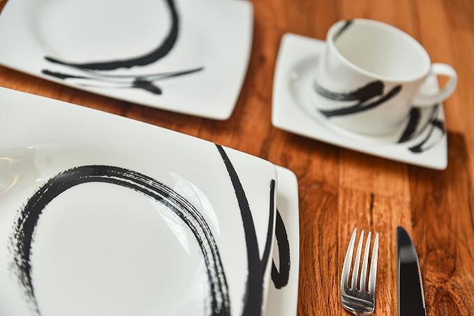 Red Vanilla Paint It Black 20 Piece Dinner Set 1 White