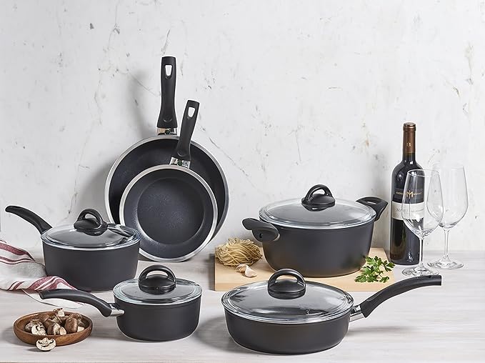 BALLARINI Como 10-pc Nonstick Pots and Pans Set Dutch Oven Made in Italy Forged Aluminum