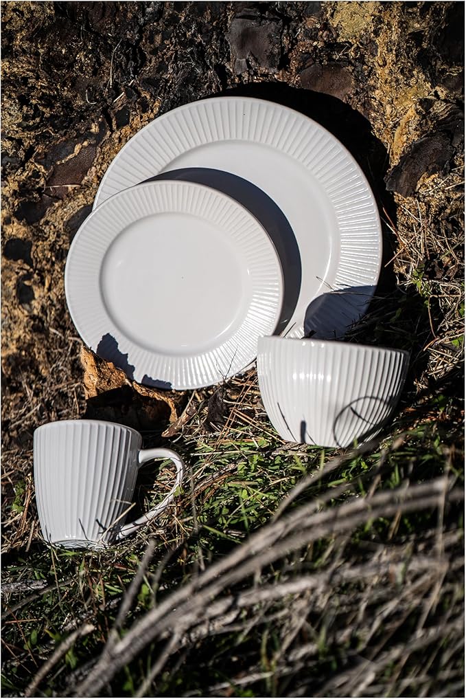 BIA Cordon Bleu Stoneware Sunray 12-Piece Dinnerware Set Cream