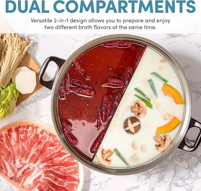 Aroma Housewares ASP-610 Dual-Sided Shabu Hot Pot 5Qt Stainless Steel Aroma Housewares 3 Uncooked/6 Cups Cooked Rice Cooker Steamer Multicooker 2-6 cups Black