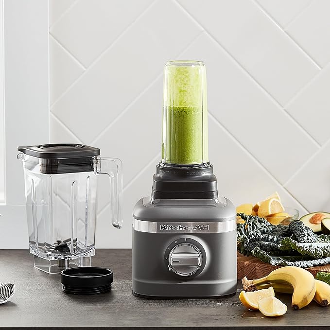 KitchenAid K150 3 Speed Ice Crushing Blender with 2 Personal Blender Jars - KSB1332Y - Matte Charcoal Grey