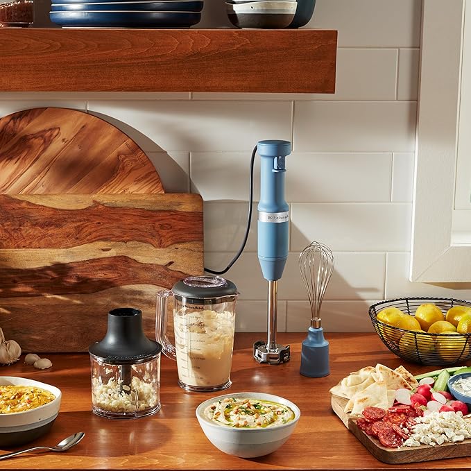 KitchenAid Variable Speed Corded Hand Blender with Accessories Blue Velvet KHBV83VB