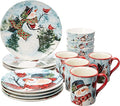 Watercolor Snowman 16pc Dinnerware Set Service for 4