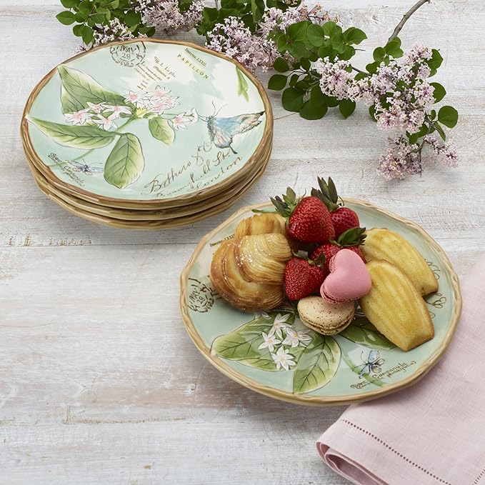 Fitz &amp Floyd Fitz and Floyd Toulouse Green 16 Piece Dinnerware Set Service For 4 Green