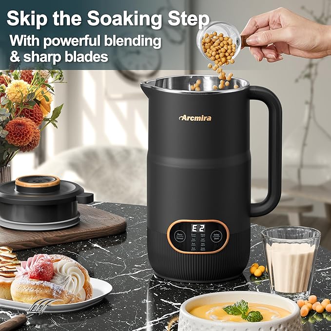 8 in 1 Nut Milk Maker 8 Blade 35oz Homemade Almond Oat Coconut Soy Plant Based Milks and Non Dairy Beverages Soy Milk Maker Machine with Delay Start/Keep Warm/Self-Cleaning/Boil Water