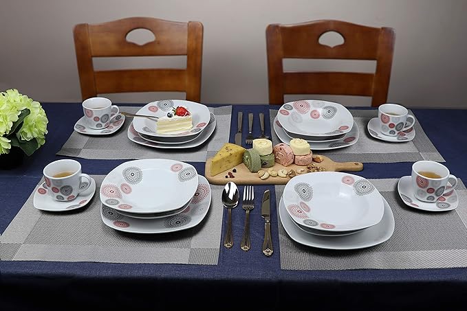 Lorren Home Trends LH452 Dinner Sets for Gatherings One Size Black