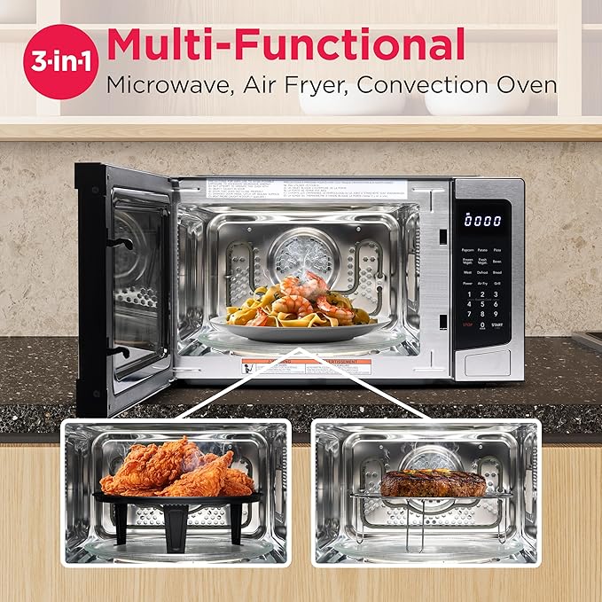 FRIGIDAIRE 1.2 cu ft Microwave Digital Air Fryer Convection Oven Combo-Fry with XL Capacity Stainless Steel Finish