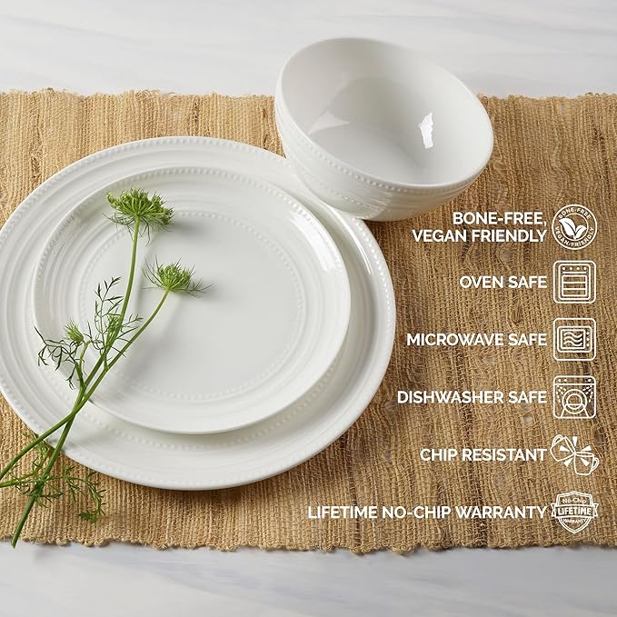 Mikasa Kamryn Vegan Bone Chip Resistant 12 Piece Dinnerware Set Service for 4