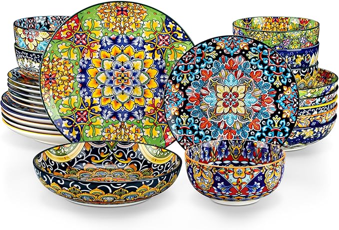 vancasso 24 Pieces Dinnerware Sets Bundles 26oz Cereal Bowls Set of 6