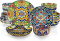 vancasso 24 Pieces Dinnerware Sets Plates and Bowls Set Porcelain Dishes Set for 6 Microwave and Dishwasher Safe Scratch Resistant Bohemian Style Dining Ware Service for 6 Series SIMI