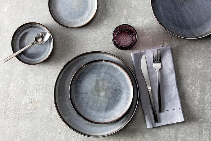 Fortessa Northern Lights Stoneware 16 Piece Dinnerware Set Service for 4 Borealis Silt