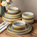 TheTerra Ceramic Dinnerware Sets for 4 12 Pieces Porcelain Lightweight Plates and Bowls Sets Scratch Resistant Dish Set Oven &amp Microwave &amp Dishwasher Safe Dusk Blue