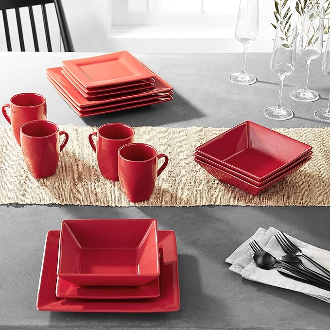 10 Strawberry Street Nova Square 16 pc Dinnerware Set Red