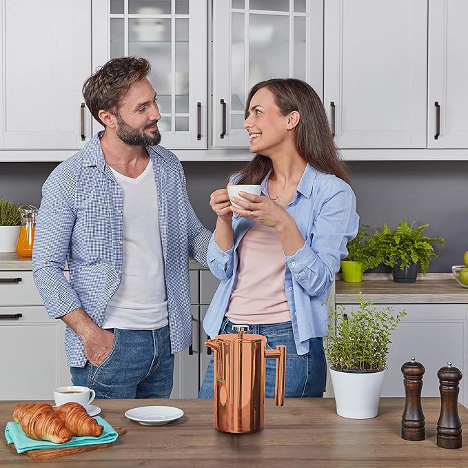 Mixpresso Stainless Steel French Press Coffee Maker 26 Oz 770 ml Double Wall Insulated French Press Stainless Steel Easy Clean Tea Brewer Easy Press Durable Metal Coffee Press