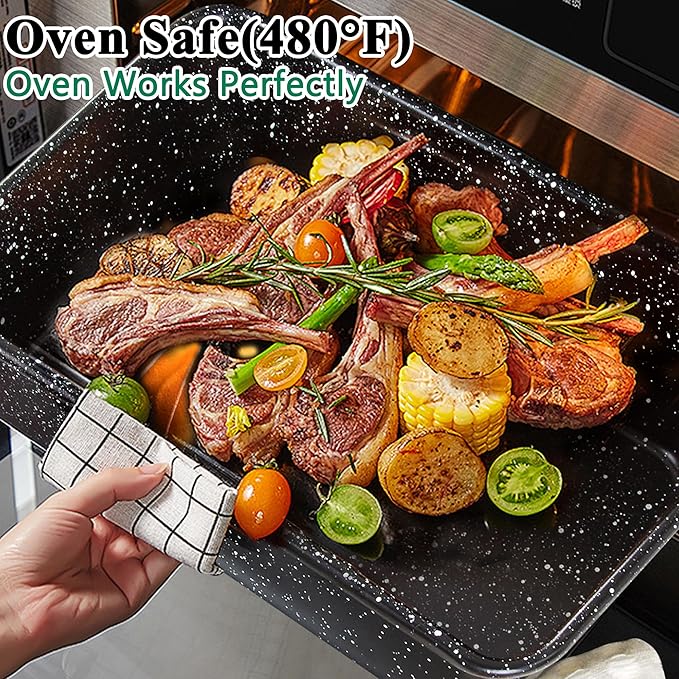 VECELO 20pcs Pots and Pans Set Non Stick Kitchen Induction Cookware Nonstick Saucepans Utensil Skillet with Maifan Stone Coated For Cooking(PFOS PFOA Free) Dishwasher &amp Oven Safe Black