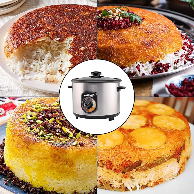 Brentwood TS-1020S 10-Cup Uncooked/20-Cup Cooked Crunchy Persian Rice Cooker Stainless Steel [TS-1020S]