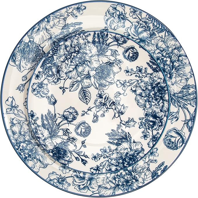 Godinger Dinnerware Set Banbury Porcelain Dinner Plate Salad Plate Soup Bowl - 12 Piece Set