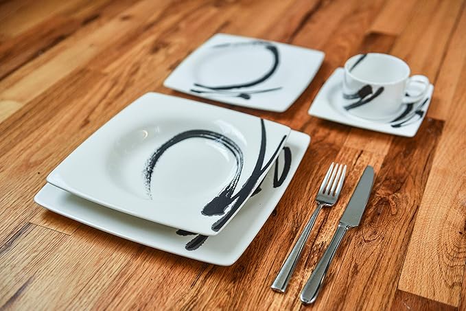 Red Vanilla Paint It Black 20 Piece Dinner Set 1 White