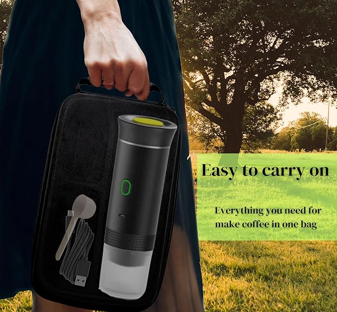 Sm4rt Battery Operated Coffee Maker 3 in 1 Portable Coffee Maker 12v Coffee Maker for Car Cafetera Portable USB Espresso Travel Espresso Maker NS Capsule Dolce Gusto Ground Powder (White)