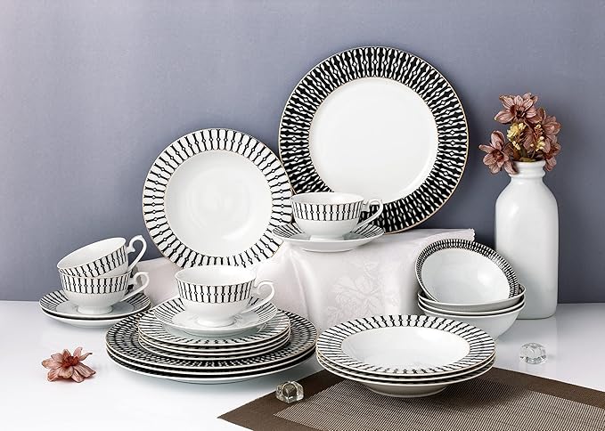24 Piece Dinnerware Set-Fine China Service for 4 by Lorren Home Trends