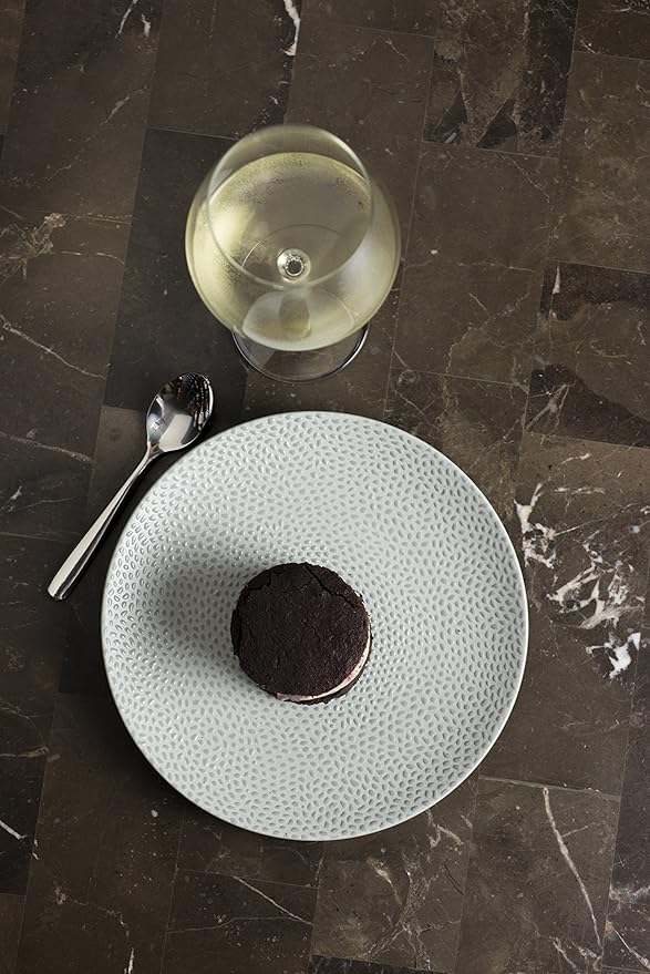 D&ampV 6 Piece Cobble TechnoCeram Dinnerware Plate Set 8.25 Matte Grey