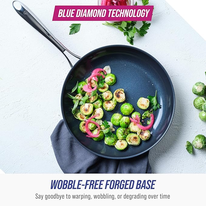 Blue Diamond Cookware Hard Anodized Ceramic Nonstick 10 Frying Pan Skillet PFAS-Free Dishwasher Safe Oven Safe Grey