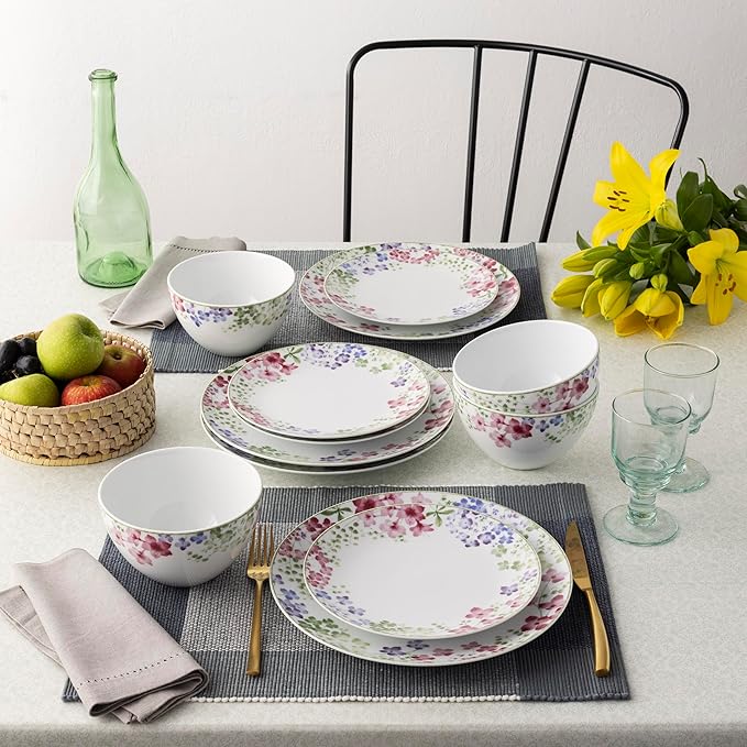 Noritake Bloomington Road Colorful 12-Piece Dinnerware Set Service for 4