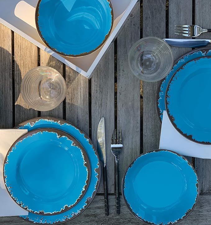 Fox Run Melamine Dinnerware Set Dark Blue 12 Piece