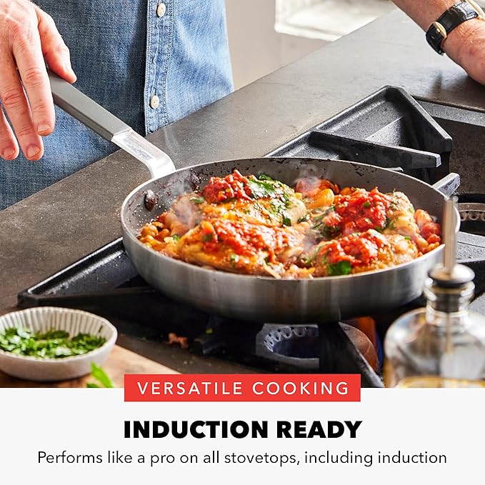 GreenPan x Bobby Flay Stainless Steel 12 Piece Cookware Pots &amp Pans Set Professional Grade Tri-Ply Multiclad PFAS-Free Ceramic Nonstick Induction Suitable Dishwasher &amp Oven SafeStay Cool