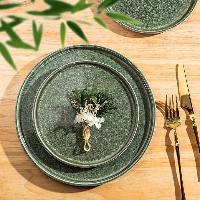 AmorArc Ceramic Dinnerware Sets Handmade Reactive Glaze Stoneware Plates and Bowls SetsHighly Chip and Crack Resistant | Dishwasher &amp Microwave Safe Dishes Set Service for 8 (24pc)
