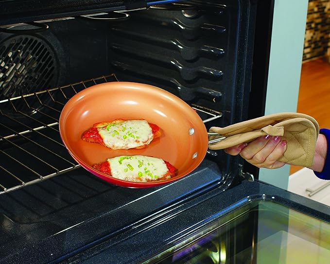 BulbHead Red Copper 10 PC Copper-Infused Ceramic Non-Stick Cookware Set